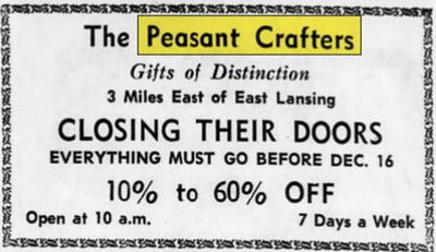 Peasant Crafters - Dec 1966 Closing (newer photo)